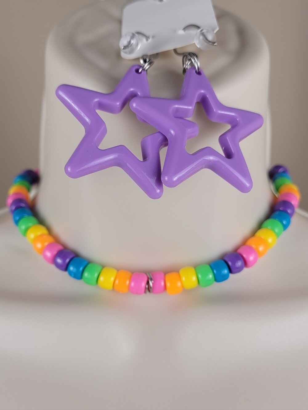 6pc Rainbow choker binky & cord earrings cuff - Picture 6 of 14